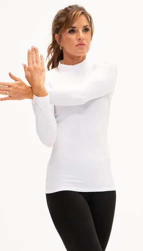 Vista 4 de DEVOPS Paquete de 3 camisetas de compresión para mujer, ajuste seco, cuello de tortuga, manga larga, para correr, atlética, camisetas