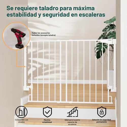Vista 7 de Cumbor - Juego de 2 puertas de seguridad para bebés sin barra inferior, de 74-110 cm, puerta para perros con cierre automático, puerta para mascotas
