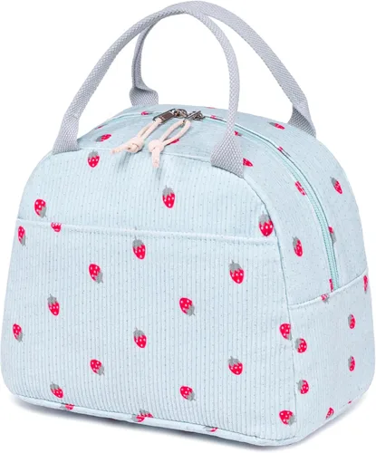 Vista 36 de Bluboon Bolsa de almuerzo para mujer, bonita bolsa de almuerzo de pana con correa para el hombro, reutilizable, aislada, gran capacidad