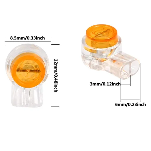 Vista 8 de BUYGOO 200 unids impermeable gel relleno naranja claro botón teléfono conectores UY empalme a tope conector K1 cable de red terminales