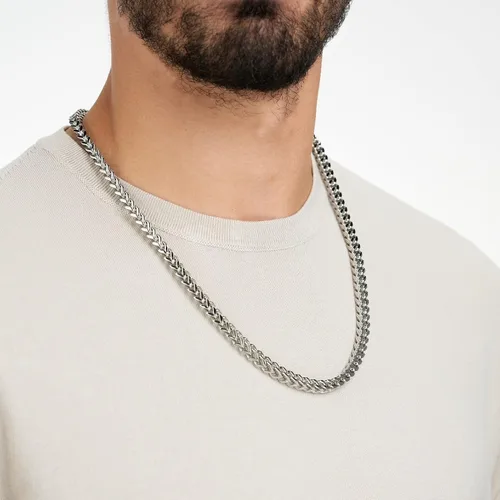 Vista 4 de Verona Jewelers Collar de cadena Franco de plata de ley 925 para hombre de 0.118in, 0.217in, collar y pulsera de eslabones cuadrados de rodio Franco