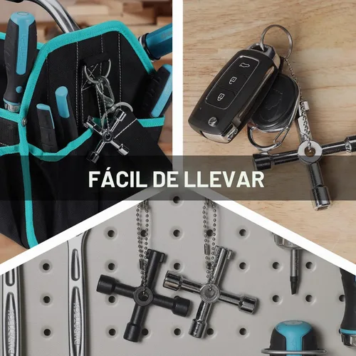 Vista 5 de DURATECH Llave de utilidad de 4 vías, 1 paquete Llave de agua multifuncional, para válvula, grifo y espitas