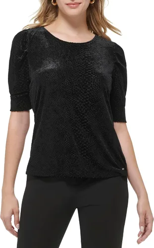 Vista 2 de Women's Work Floral Short Puff Sleeve Sportswear Knit Tops
