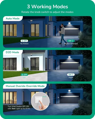 Vista 2 de EDISHINE Sensor de movimiento de 240 grados, detector de movimiento de repuesto para luces exteriores, tiempo ajustable y rango de detección