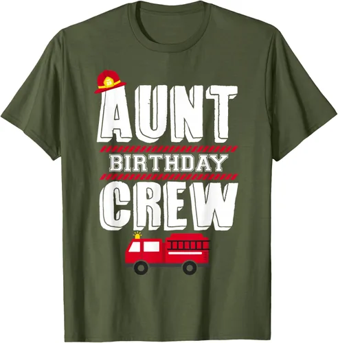 Vista 53 de Aunt Birthday Crew Fire Truck Fireman - Camiseta para fiesta de acogida, Negro, S