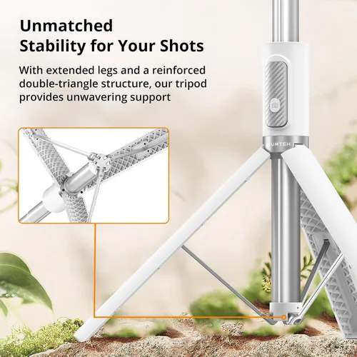 Vista 6 de ATUMTEK Trípode selfie stick de 62 pulgadas, trípode extensible de aluminio con control remoto Bluetooth recargable, compatible con teléfonos