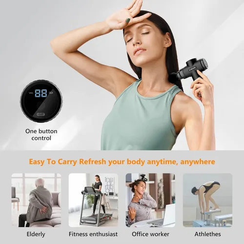 Vista 7 de AERLANG Mini Massage Gun Muscle Deep Tissue Massager Gun, Handheld Percussion Massager, Portable Quiet Massage Gun with Carry Case for Home Office