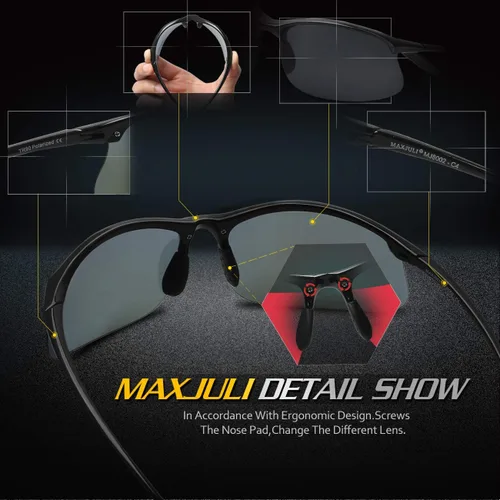 Vista 7 de JULI - Gafas de sol deportivas polarizadas para hombres y mujeres, marco irrompible Tr90 para correr, pescar, béisbol, conducir, MJ8002
