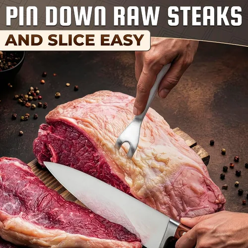 Vista 8 de Tenedor para tallar carne – Tenedor de acero inoxidable para carne de 11 pulgadas, herramienta de parrilla para carne de res, pavo, pechuga, bistec