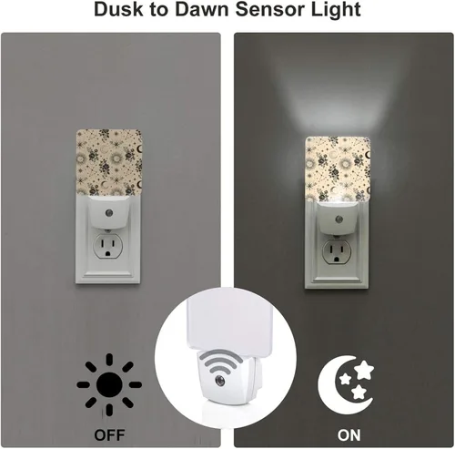 Vista 4 de Sun Moon Stars Print (3) LED Plug-in Nightlights Set of 2 for Bedroom