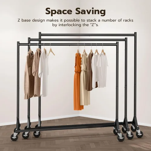 Vista 3 de HOKEEPER Perchero Z con capacidad para 500 libras, resistente perchero de ropa comercial para colgar ropa con ruedas, estante Z portátil