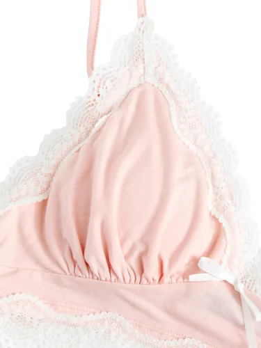 Vista 3 de SweatyRocks - Conjunto de ropa interior de lencería con borde de encaje, bralette con tirantes y calzón para mujer
