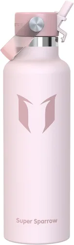 Vista 39 de Super Sparrow Botella de Agua Aislada - 17 Oz / 25 Oz / 34 Oz - Frasco FlipFlow de Boca Estándar - Libre de BPA, Botella a Prueba de Fugas