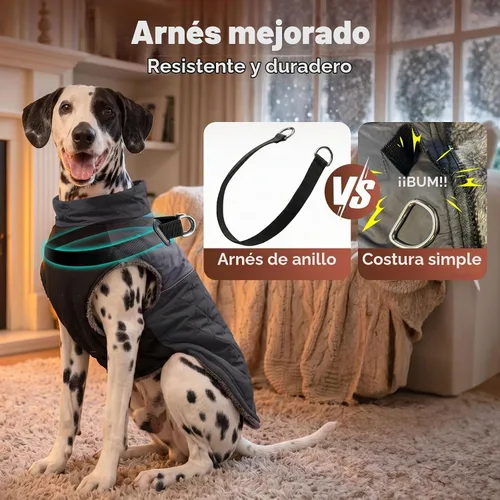 Vista 2 de JoyDaog - Abrigos de invierno para perros pequeños, chaqueta de cachorro con arnés, negro, XS Negro (estándar).