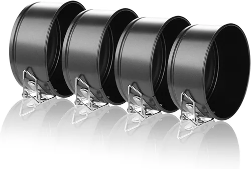 Vista 3 de Hiware Juego de sartenes de forma de resorte de 4 pulgadas - 4 piezas de sartén antiadherente pequeña para mini tartas de queso, pizzas y quiches