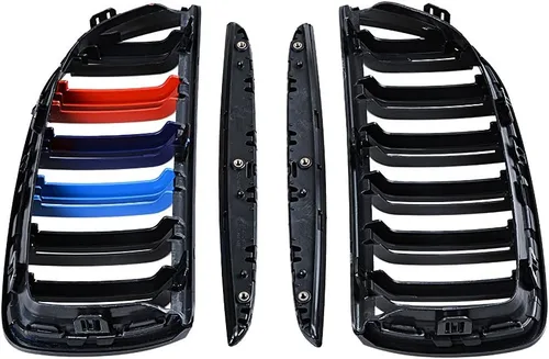 Vista 7 de Par de rejillas de riñón delanteras negras brillantes, radiador de color M compatible con BMW E90 E91 323i 325i 328i 335i 328i 335i Pre-LCI 2005-2008
