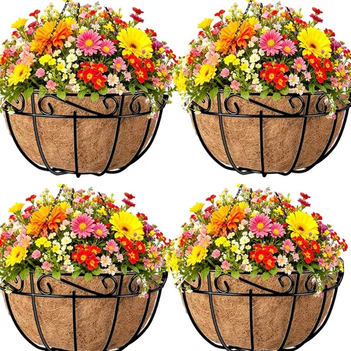 Vista 9 de AMAGABELI GARDEN & HOME Paquete de 2 colgadores colgantes para plantas al aire libre de 10 pulgadas, soportes de metal para colgar en la pared