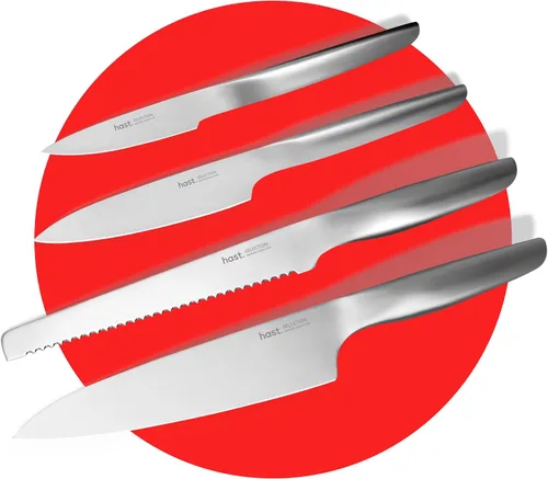 Vista 3 de HAST Juego de cuchillos de 4 piezas de diseño premium, juego de cuchillos profesionales afilados de acero al carbono japonés, ligero, ergonómico