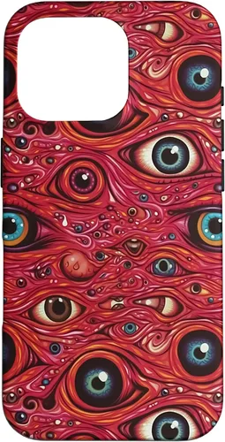 Vista 19 de iPhone 13 Weirdcore Dreamcore Horror Trippy psicodélico Estuche de globos oculares