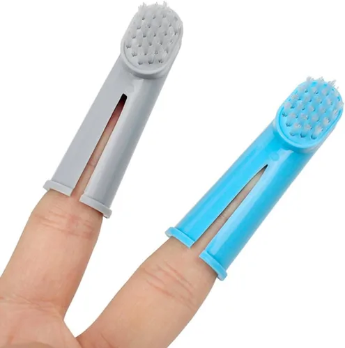 Vista 2 de Yardwe 2 Set PET Two Head Toothbrush Finger Brush Teeth Cleaning