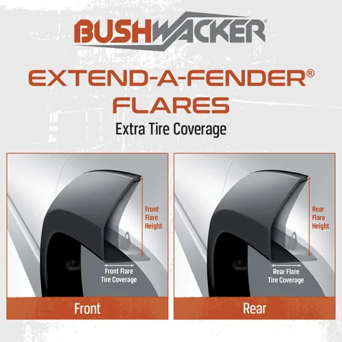 Vista 5 de Bushwacker Extend-A-Fender Guardabarros delanteros y traseros extendidos Juego de 4 piezas, negro, acabado liso 40938-02 Compatible