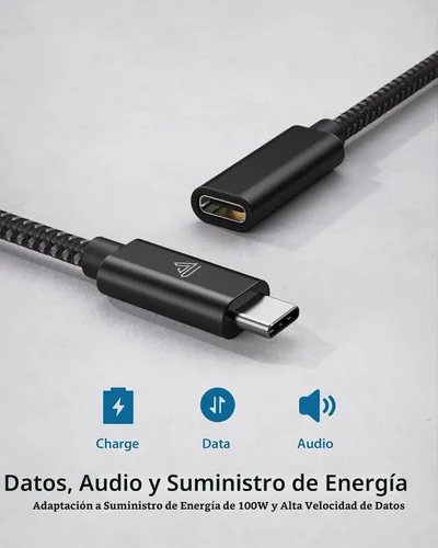 Vista 3 de Faracent Cable de extensión USB C (20Gbps/240W/1FT/0.3M), USB 3.2 tipo C 3.1 macho a hembra, extensión de carga y sincronización para iPhone 16 15