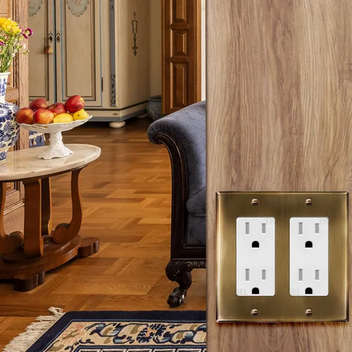 Vista 8 de ENERLITES Placa decorativa doble de metal para interruptor o receptáculo, placa de pared de acero inoxidable, resistente a la corrosión
