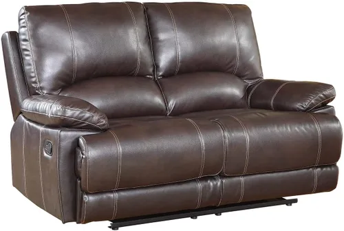Vista 39 de Blackjack Furniture Brantley Collection - Sofá biplaza reclinable tapizado de cuero con consola, asientos acolchados de felpa con bobina Marrón