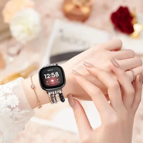 Vista 5 de MOFREE Bracelet Compatible with Fitbit Versa 3/Versa 4 Bands/Fitbit Sense/Sense 2 Bands for Women