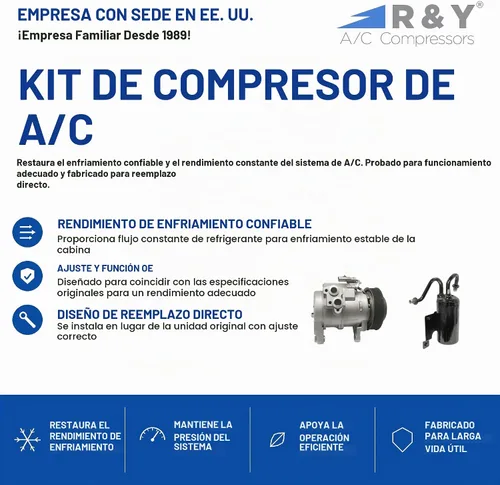 Vista 2 de Kit de compresor de aire acondicionado automotriz RYC KT DI00