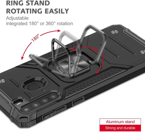 Vista 5 de HNHYGETE Funda para teléfono Galaxy A21: Protector de pantalla de grado militar 360° giratorio Kickstand a prueba de golpes Fundas protectoras