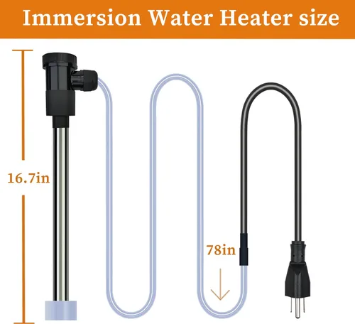 Vista 4 de Calentador de agua de inmersión portátil eléctrico sumergible de 2000 W con temporizador WiFi y apagado automático para piscina sobre el suelo