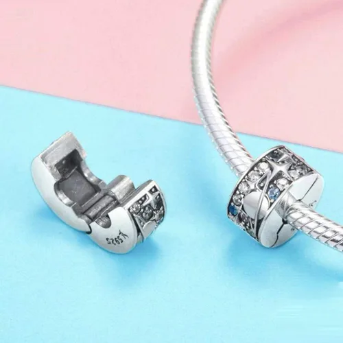 Vista 2 de Eternalll Jewellery Abalorio espaciador original con clip para pulseras de plata de ley con clip, para pulseras de mujer