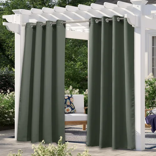 Vista 154 de NICETOWN Cortina para Exteriores para Patio Impermeable de 84 Pulgadas de Ancho, Aislamiento Térmico con Ojales Antioxidantes Bloqueo UV Cortina