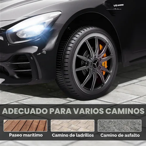 Vista 9 de Qaba Mercedes-Benz AMG GTR - Coche con licencia de 12 V para niños Negro