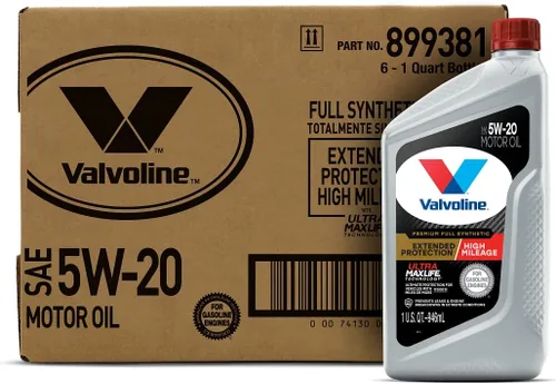 Vista 58 de Valvoline - Aceite de alto millaje 150 K con MaxLife Plus Technology, SAE 5W-20, 1 cuarto de galón