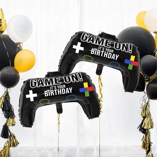 Vista 4 de Gejoy Paquete de 16 globos de fiesta de videojuegos, 23.6 x 15.7 pulgadas, globo de papel de aluminio para juegos y decoración de fiestas
