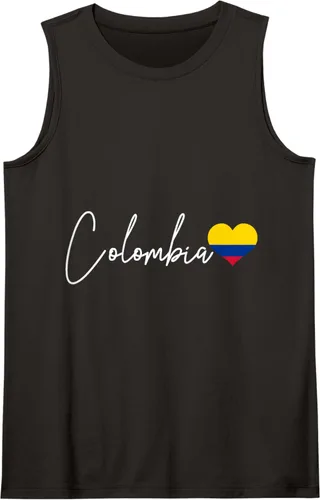 Vista 7 de Camiseta sin mangas con la bandera colombiana del orgullo del corazón de Colombia, Negro
