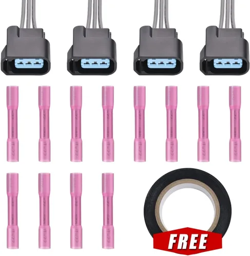 Vista 5 de Juego de 4 bobinas de encendido y arnés de cableado con conector pigtail compatible con Accord Odyssey Acura Saturn 3.0L 3.2L 3.5L V6 C1221 UF242