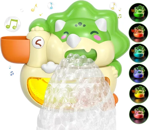 Vista 11 de Lehoo Castle Juguetes de baño para niños, máquina de burbujas de baño, juguetes de baño de dinosaurios para niños de 1 a 3 años