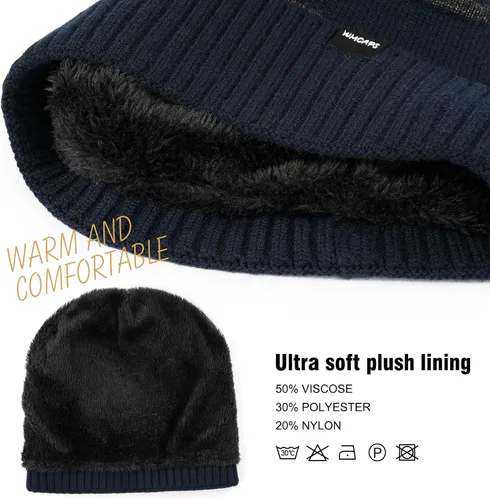 Vista 3 de Wmcaps Gorro de invierno para hombres y mujeres, forro polar, suave, cálido, calavera