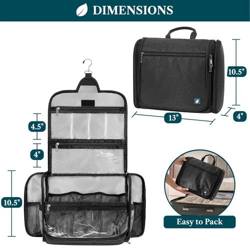 Vista 2 de PAVILIA Neceser colgante grande, bolsa de viaje para mujeres y hombres, organizador de cosméticos, bolsa de maquillaje resistente al agua