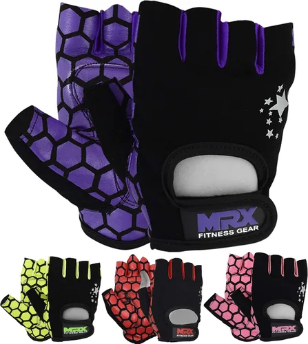 Vista 13 de MRX - Guantes de levantamiento de pesas para mujer, guantes de entrenamiento de fitness, antideslizantes, acolchados, absorción de golpes, agarre