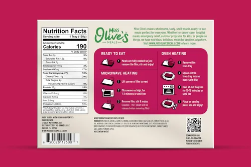 Vista 6 de Miss Olive's Paquete de Proteína Microondas Comidas Preparadas Estables (Paquete de 6: 2 de Cada Artículo) El paquete de proteínas de larga