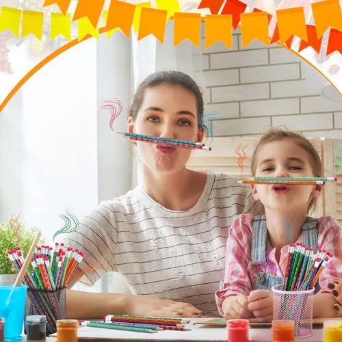 Vista 2 de 48 lápices inspiradores con aroma a fruta, lápices de frutas de colores para estudiantes, lápices de grafito motivacionales, bolígrafos cilíndricos