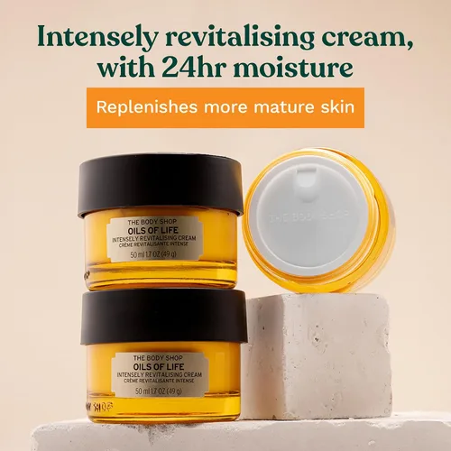 Vista 2 de The Body Shop Oils of Life - Crema revitalizante intensa, ligera, nutritiva, revitaliza la piel, 1.7 onzas líquidas