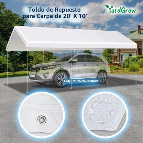 Vista 2 de YardGrow Cubierta de toldo de repuesto para cochera de 10 x 20 pies para tienda de campaña, cubierta de refugio de garaje con bolas elásticas