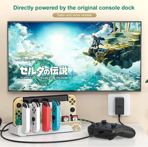 Vista 7 de Base de carga para controlador de interruptor compatible con Nintendo Switch OLED-The Legend of Zelda Tears of The Kingdom Edition y Switch