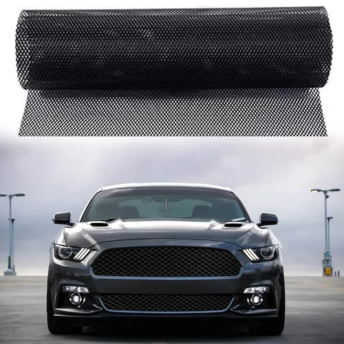 Vista 6 de AcbbMNS Rejilla de coche de 39 x 13 pulgadas, agujero de rejilla rombica de 0.118 x 0.236 in, rejilla de rejilla de aleación de aluminio negra