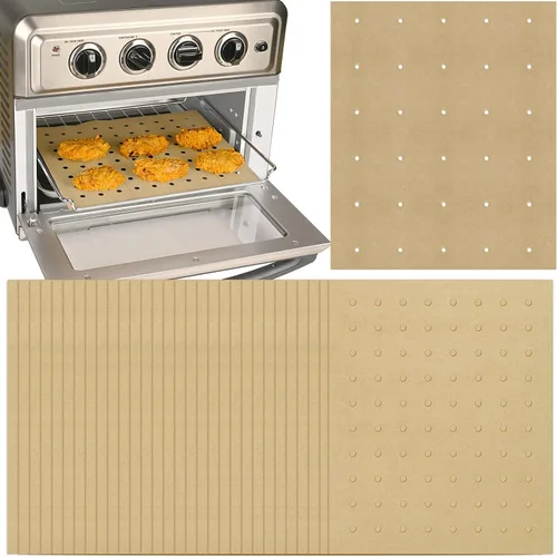 Vista 10 de WMKGG Papel pergamino rectangular para freidora de aire, 100 forros desechables perforados para freidora de aire con 2 alfombrillas de parrilla